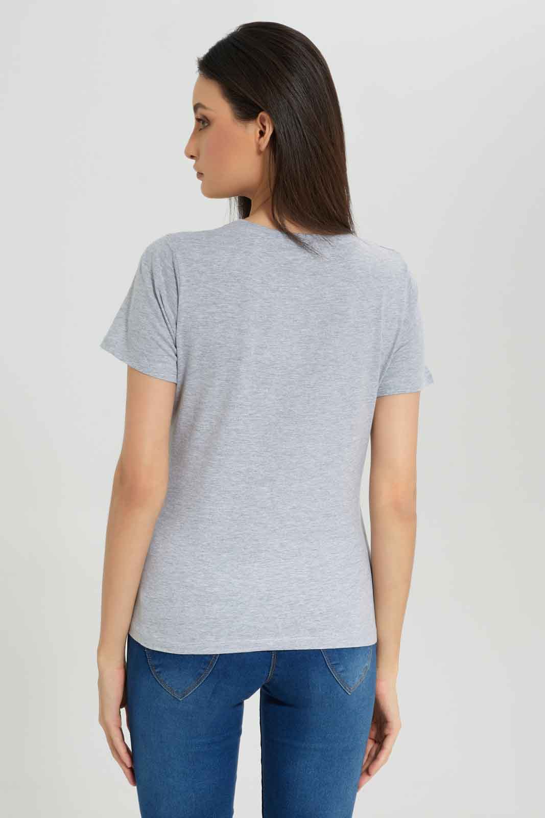 Redtag-Women-Grey-Melange-Short-Sleeve-Crew-Neck-T-Shirt-Category:T-Shirts,-Colour:Grey,-Deals:New-In,-Dept:Ladieswear,-Filter:Women's-Clothing,-New-In-Women-APL,-Non-Sale,-Section:Women,-TBL,-W22B,-Women-T-Shirts-Women's-