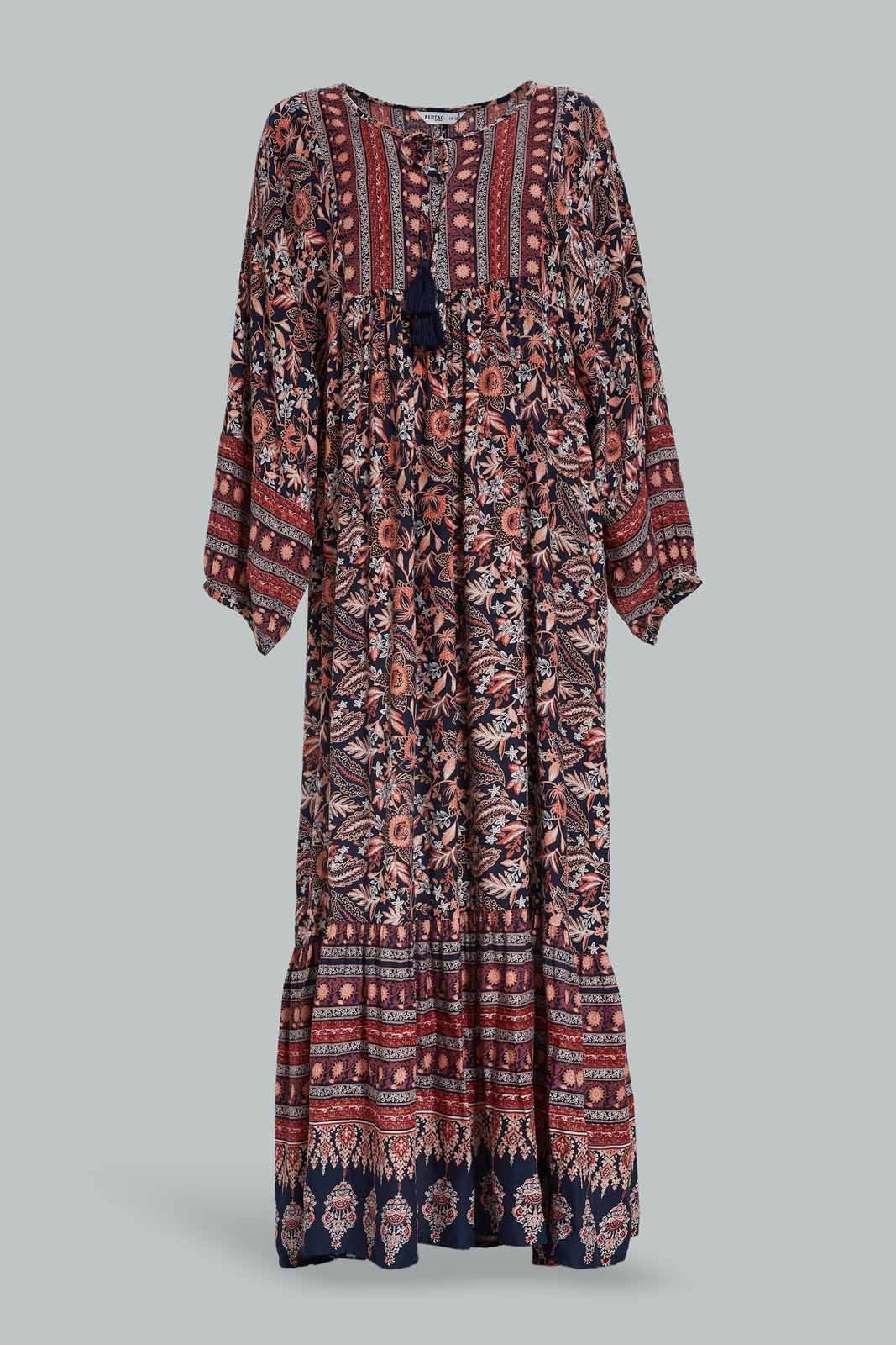 Redtag-Women-Burgundy-Aop-Long-Sleeves-Nightgown-Category:Nightgowns,-Colour:Burgundy,-Deals:New-In,-Dept:Ladieswear,-Filter:Women's-Clothing,-New-In-Women-APL,-Non-Sale,-Section:Women,-W22B,-Women-Nightgowns--