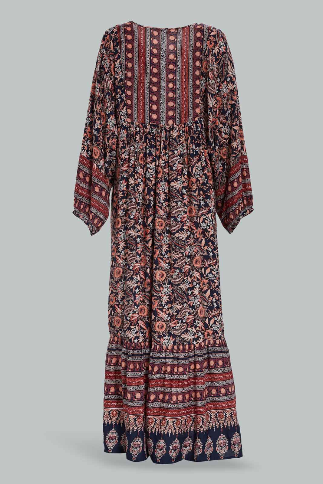 Redtag-Women-Burgundy-Aop-Long-Sleeves-Nightgown-Category:Nightgowns,-Colour:Burgundy,-Deals:New-In,-Dept:Ladieswear,-Filter:Women's-Clothing,-New-In-Women-APL,-Non-Sale,-Section:Women,-W22B,-Women-Nightgowns--