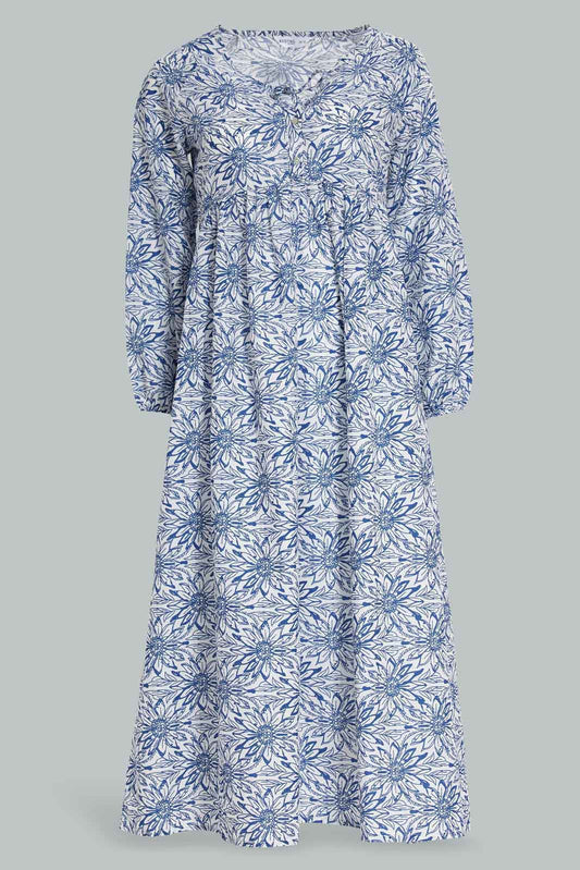 Redtag-Women-Ivory-Aop-Long-Sleeves-Nightgown-Category:Nightgowns,-Colour:Ivory,-Deals:New-In,-Filter:Women's-Clothing,-New-In-Women-APL,-Non-Sale,-Section:Women,-W22B,-Women-Nightgowns--