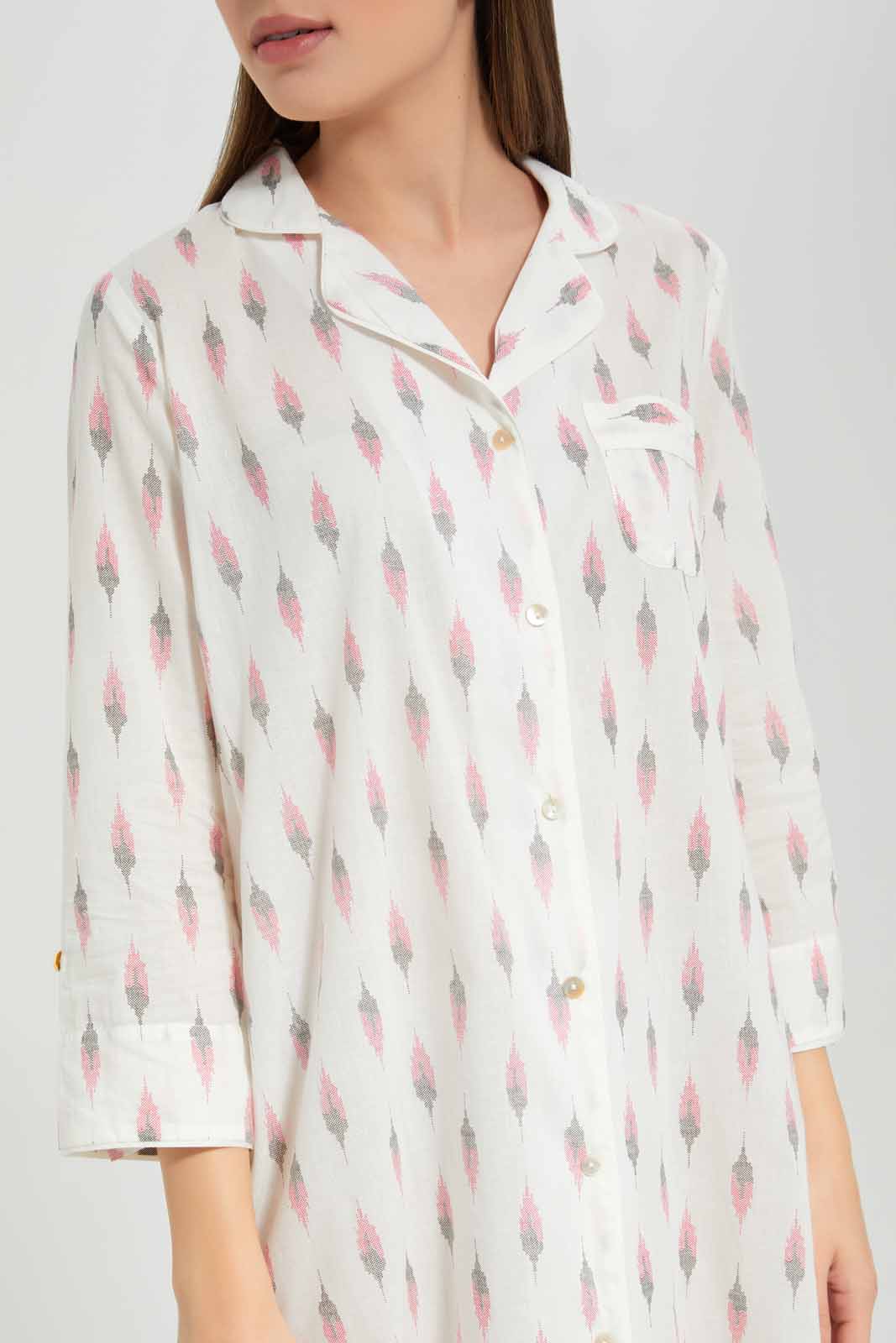 Redtag-Women-White-Aop-Long-Sleeves-Night-Shirt-Category:Nightshirts,-Colour:White,-Deals:New-In,-Filter:Women's-Clothing,-New-In-Women-APL,-Non-Sale,-Section:Women,-W22B,-Women-Nightshirts--