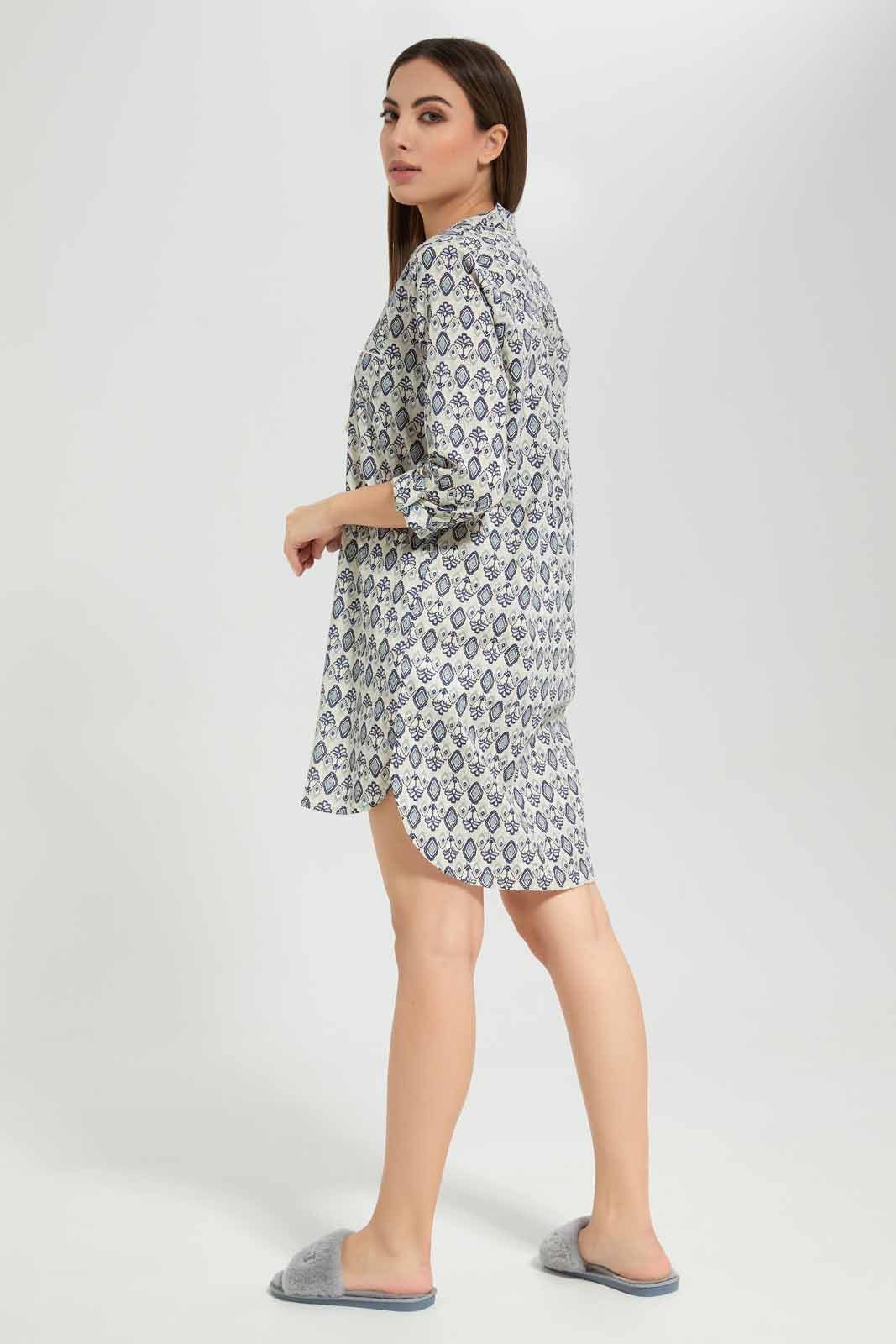 Redtag-Women-Cream-Aop-Long-Sleeves-Night-Shirt-Category:Nightshirts,-Colour:Cream,-Deals:New-In,-Filter:Women's-Clothing,-New-In-Women-APL,-Non-Sale,-Section:Women,-W22B,-Women-Nightshirts--