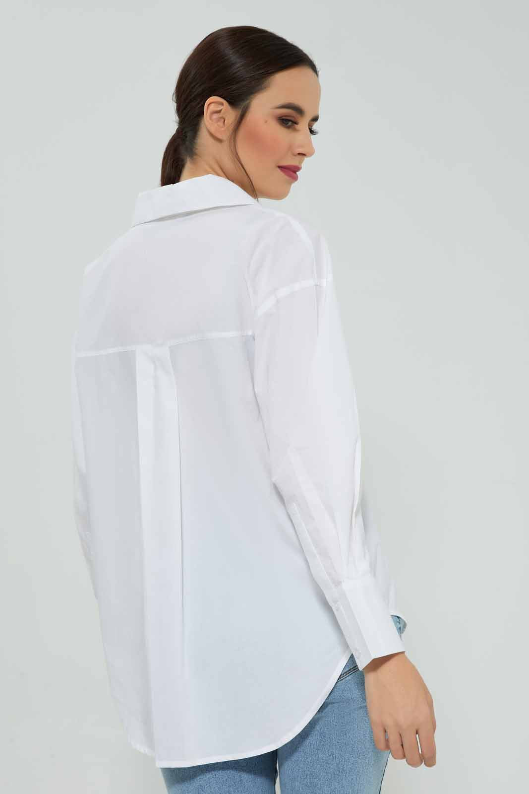 Redtag-Women-Poplin-Shirt-Category:Blouses,-Colour:White,-Deals:New-In,-Filter:Women's-Clothing,-KSH,-New-In-Women-APL,-Non-Sale,-Section:Women,-W22A,-Women-Blouses-Women's-