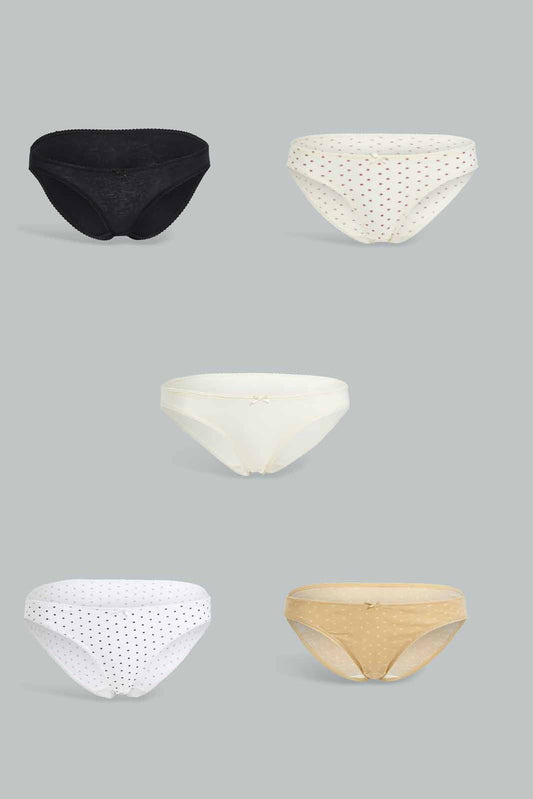 Redtag-Women-Assorted-Print/Plain-Bikini-5-Pack-365,-Category:Briefs,-Colour:Assorted,-Deals:New-In,-Filter:Women's-Clothing,-New-In-Women-APL,-Non-Sale,-Section:Women,-Women-Briefs--