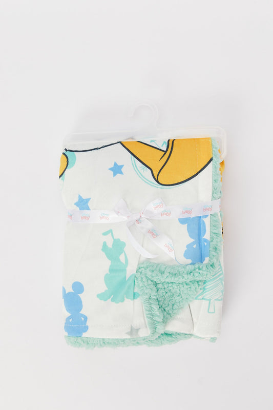 Redtag-Light-Mint/White-Mickey-Mink-Sherpa-Blanket-Category:Newborn-Accessories,-CHR,-CHR:CHR,-Colour:Mint,-Deals:New-In,-Dept:New-Born,-Filter:Newborn-Accessories,-H1:ACC,-H2:NBN,-H3:NUF,-H4:NUF,-NBN-Newborn-Accessories,-New-In,-New-In-NBN-ACC,-Non-Sale,-S23A,-Season:S23B,-Section:Boys-(0-to-14Yrs),-Style:INFANT-FEEDING-New-Born-Baby-