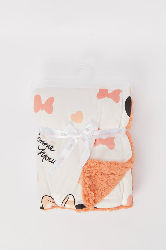 Redtag-Pink/White-Minnie-Mink-Sherpa-Blanket-Category:Newborn-Accessories,-CHR,-CHR:CHR,-Colour:Pink,-Deals:New-In,-Dept:New-Born,-Filter:Newborn-Accessories,-H1:ACC,-H2:NBN,-H3:NUF,-H4:NUF,-NBN-Newborn-Accessories,-New-In,-New-In-NBN-ACC,-Non-Sale,-S23A,-Season:S23B,-Section:Boys-(0-to-14Yrs),-Style:INFANT-FEEDING-New-Born-Baby-