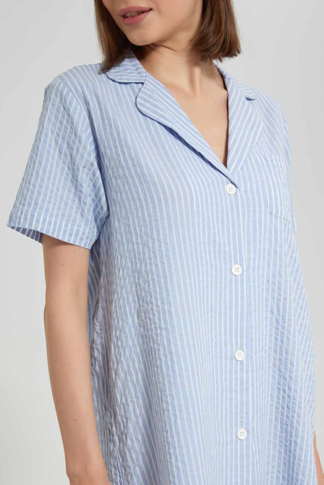 Redtag-Women--Blue-Stripe-Night-Shirt-Category:Nightshirts,-Colour:Blue,-Deals:New-In,-Filter:Women's-Clothing,-New-In-Women-APL,-Non-Sale,-Section:Women,-W22A,-Women-Nightshirts--