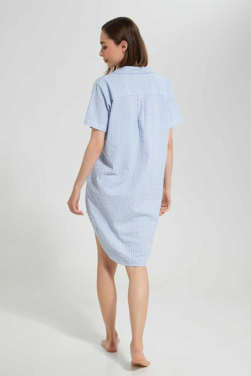 Redtag-Women--Blue-Stripe-Night-Shirt-Category:Nightshirts,-Colour:Blue,-Deals:New-In,-Filter:Women's-Clothing,-New-In-Women-APL,-Non-Sale,-Section:Women,-W22A,-Women-Nightshirts--