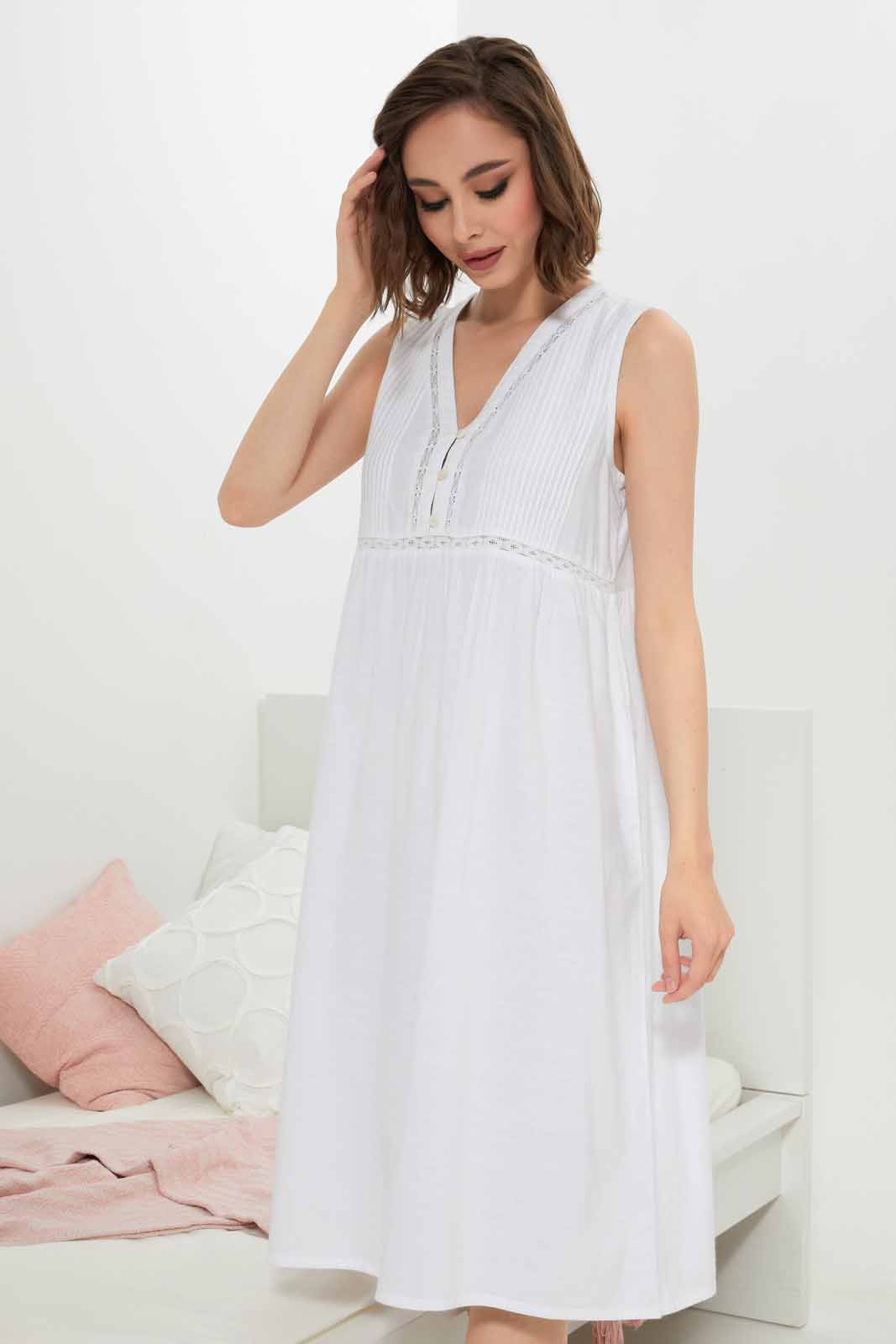 Redtag-Women-White-Night-Gown-Category:Nightgowns,-Colour:White,-Deals:New-In,-Filter:Women's-Clothing,-New-In-Women-APL,-Non-Sale,-Section:Women,-W22A,-Women-Nightgowns--