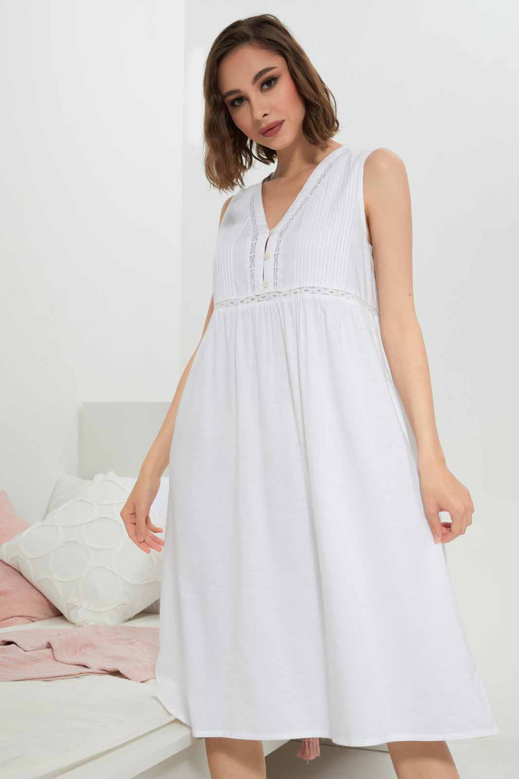 Redtag-Women-White-Night-Gown-Category:Nightgowns,-Colour:White,-Deals:New-In,-Filter:Women's-Clothing,-New-In-Women-APL,-Non-Sale,-Section:Women,-W22A,-Women-Nightgowns--