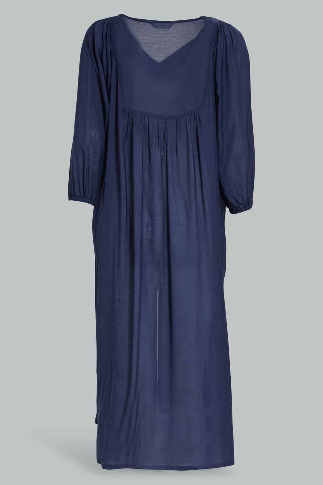 Redtag-Women-Cotton-Dobby-Night-Gown-Category:Nightgowns,-Colour:Navy,-Deals:New-In,-Filter:Women's-Clothing,-New-In-Women-APL,-Non-Sale,-Section:Women,-W22A,-Women-Nightgowns--