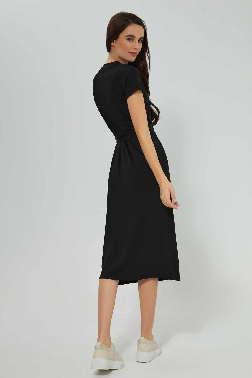 Redtag-Women-Black-Belted-Rib-Midi-Dress-(blank),-Category:Dresses,-Colour:Black,-Deals:New-In,-Filter:Women's-Clothing,-New-In-Women-APL,-Non-Sale,-Section:Women,-W22A,-Women-Dresses-Women's-