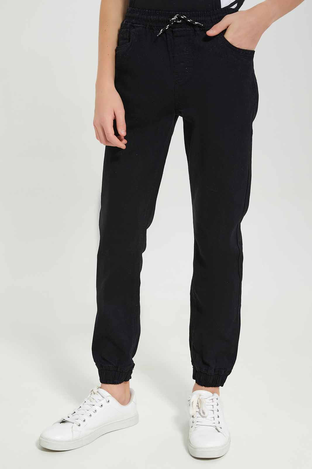 Redtag-Boys-Black-Denim-Jogger-BSR-Jeans,-Category:Jeans,-Colour:Black,-Deals:New-In,-Dept:Boys,-Filter:Senior-Boys-(8-to-14-Yrs),-New-In-BSR-APL,-Non-Sale,-Section:Boys-(0-to-14Yrs),-W22B-Senior-Boys-9 to 14 Years