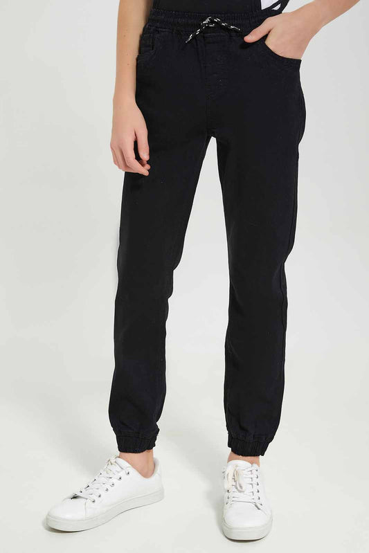Redtag-Boys-Black-Denim-Jogger-BSR-Jeans,-Category:Jeans,-Colour:Black,-Deals:New-In,-Dept:Boys,-Filter:Senior-Boys-(8-to-14-Yrs),-New-In-BSR-APL,-Non-Sale,-Section:Boys-(0-to-14Yrs),-W22B-Senior-Boys-9 to 14 Years