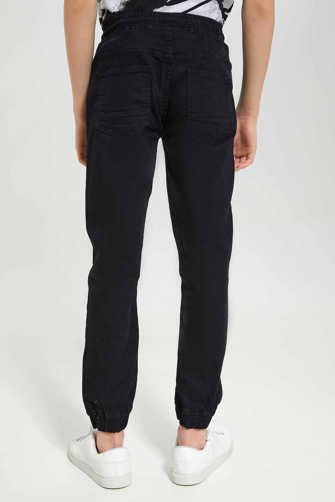 Redtag-Boys-Black-Denim-Jogger-BSR-Jeans,-Category:Jeans,-Colour:Black,-Deals:New-In,-Dept:Boys,-Filter:Senior-Boys-(8-to-14-Yrs),-New-In-BSR-APL,-Non-Sale,-Section:Boys-(0-to-14Yrs),-W22B-Senior-Boys-9 to 14 Years