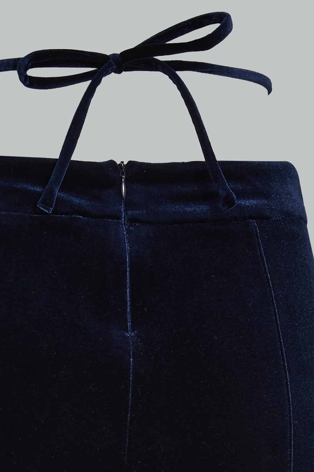 Redtag-Women-Navy-String-Detail-Velour-Trouser-Category:Trousers,-Colour:Navy,-Deals:New-In,-Filter:Women's-Clothing,-New-In-Women-APL,-Non-Sale,-Section:Women,-W22B,-Women-Trousers-Women's-