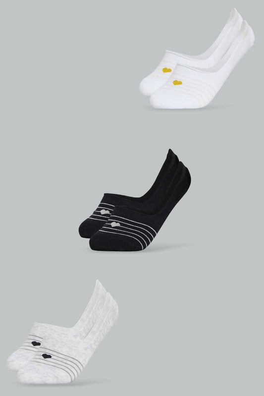 Redtag-Women-Black/White/Grey-Heart-Printed-Invisible-Socks-(3-Pack)-365,-Category:Socks,-Colour:Assorted,-Deals:New-In,-Dept:Ladieswear,-Filter:Women's-Clothing,-New-In-Women-APL,-Non-Sale,-Section:Women,-Women-Socks--