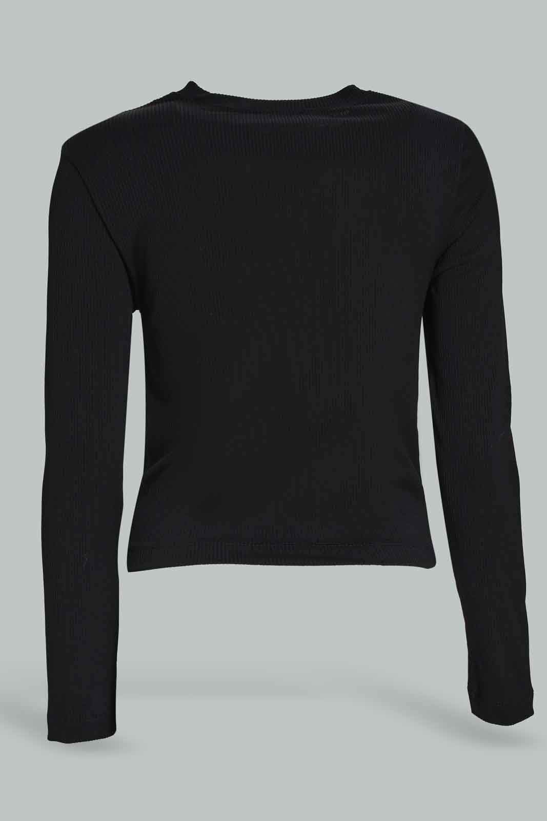 Redtag-Women-Black-Peek-A-Boo-Rib-Top-Category:Tops,-Colour:Black,-Deals:New-In,-Dept:Ladieswear,-Filter:Women's-Clothing,-New-In-Women-APL,-Non-Sale,-Section:Women,-W22B,-Women-Tops-Women's-