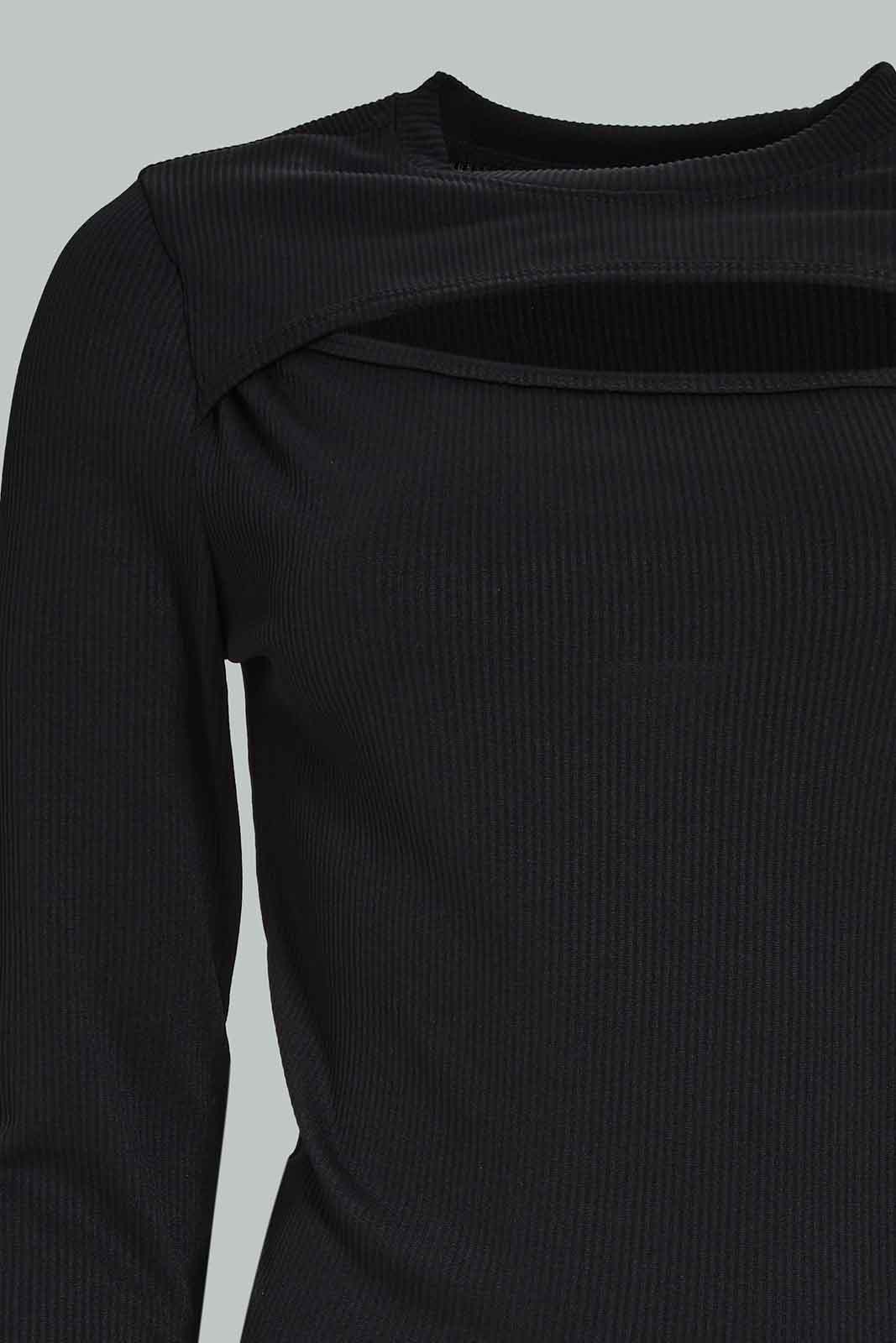 Redtag-Women-Black-Peek-A-Boo-Rib-Top-Category:Tops,-Colour:Black,-Deals:New-In,-Dept:Ladieswear,-Filter:Women's-Clothing,-New-In-Women-APL,-Non-Sale,-Section:Women,-W22B,-Women-Tops-Women's-