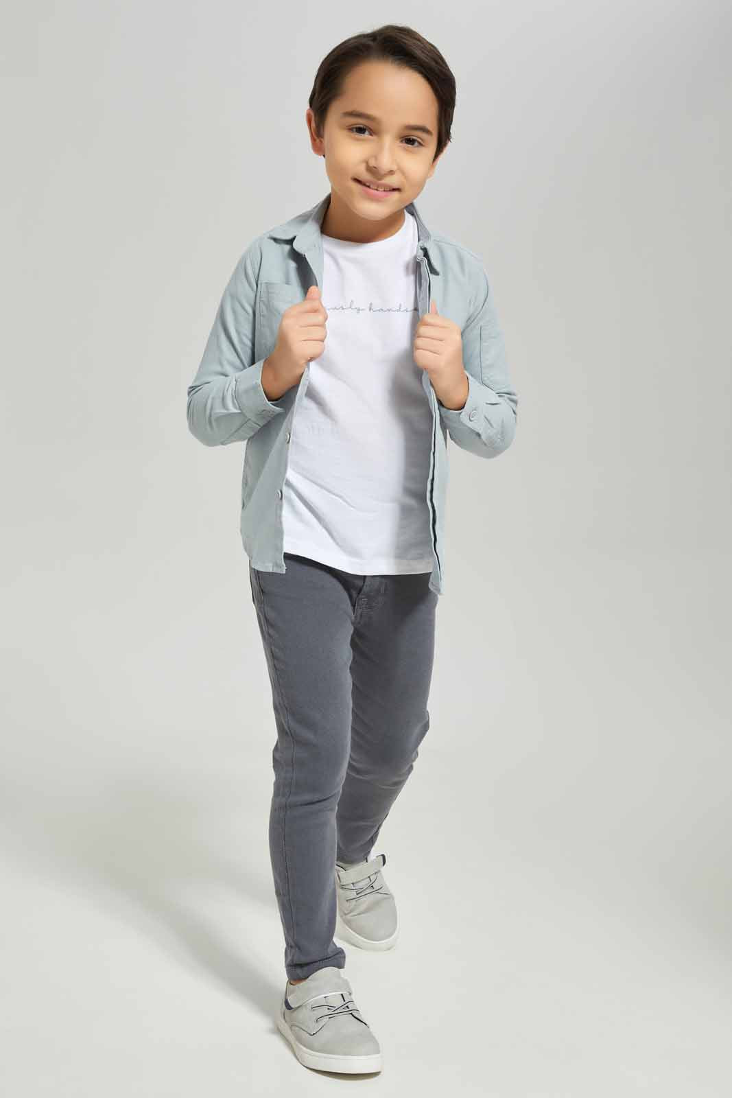 Redtag-Boys-Blue-Shirt-And-Tee-Shirt-Set-BOY-Shirts,-Category:Shirts,-Colour:Blue,-Deals:New-In,-Dept:Boys,-Filter:Boys-(2-to-8-Yrs),-New-In-BOY-APL,-Non-Sale,-Section:Boys-(0-to-14Yrs),-W22B-Boys-2 to 8 Years