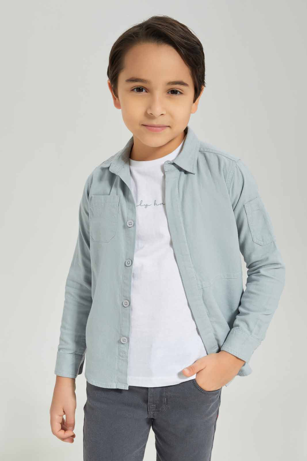 Redtag-Boys-Blue-Shirt-And-Tee-Shirt-Set-BOY-Shirts,-Category:Shirts,-Colour:Blue,-Deals:New-In,-Dept:Boys,-Filter:Boys-(2-to-8-Yrs),-New-In-BOY-APL,-Non-Sale,-Section:Boys-(0-to-14Yrs),-W22B-Boys-2 to 8 Years