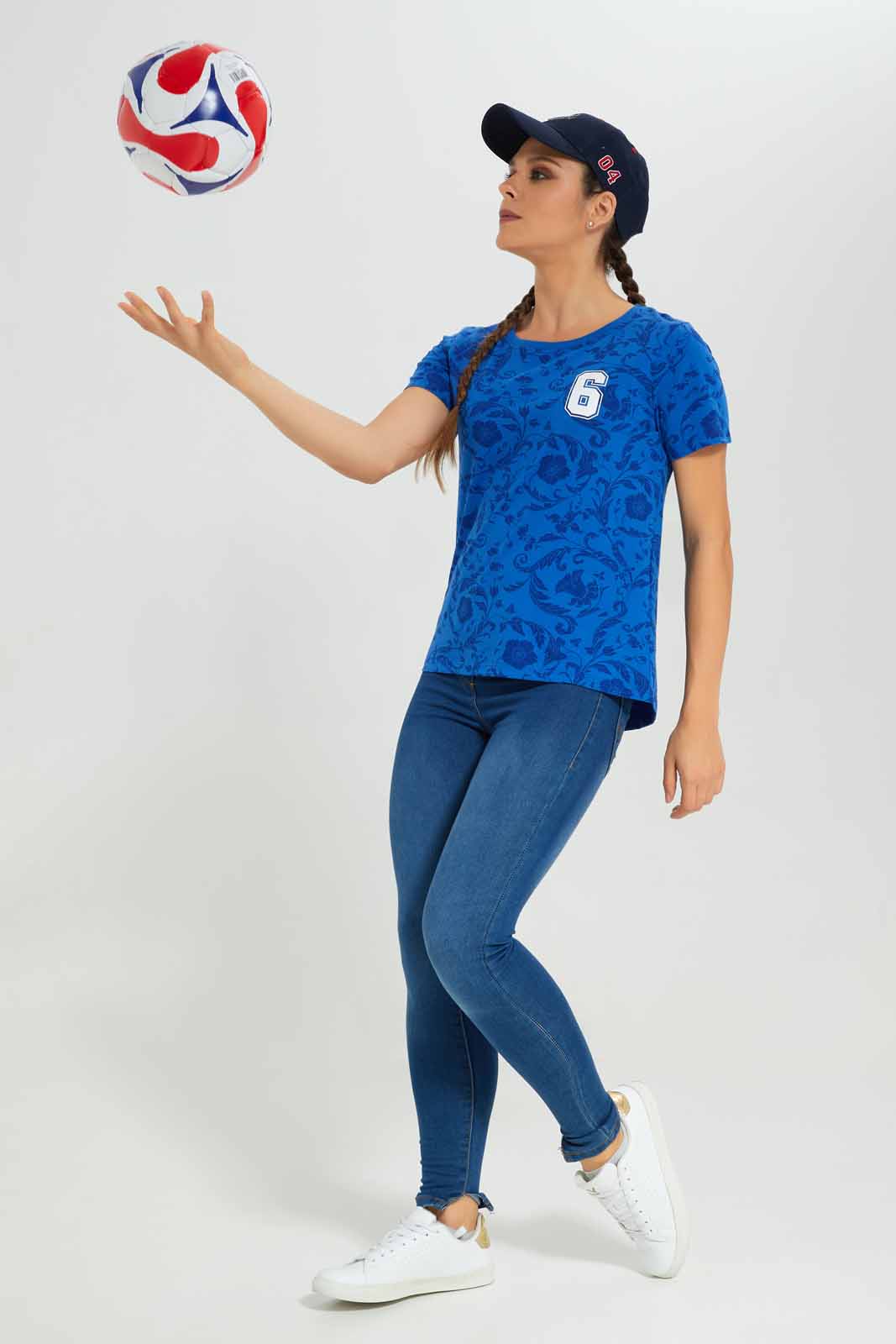 Redtag-Women-Blue-France-Placement-Print-Active-T-Shirt-Category:T-Shirts,-Colour:Blue,-Deals:New-In,-Filter:Women's-Clothing,-FWC,-New-In-Women-APL,-Non-Sale,-Section:Women,-W22B,-Women-T-Shirts-Women's-