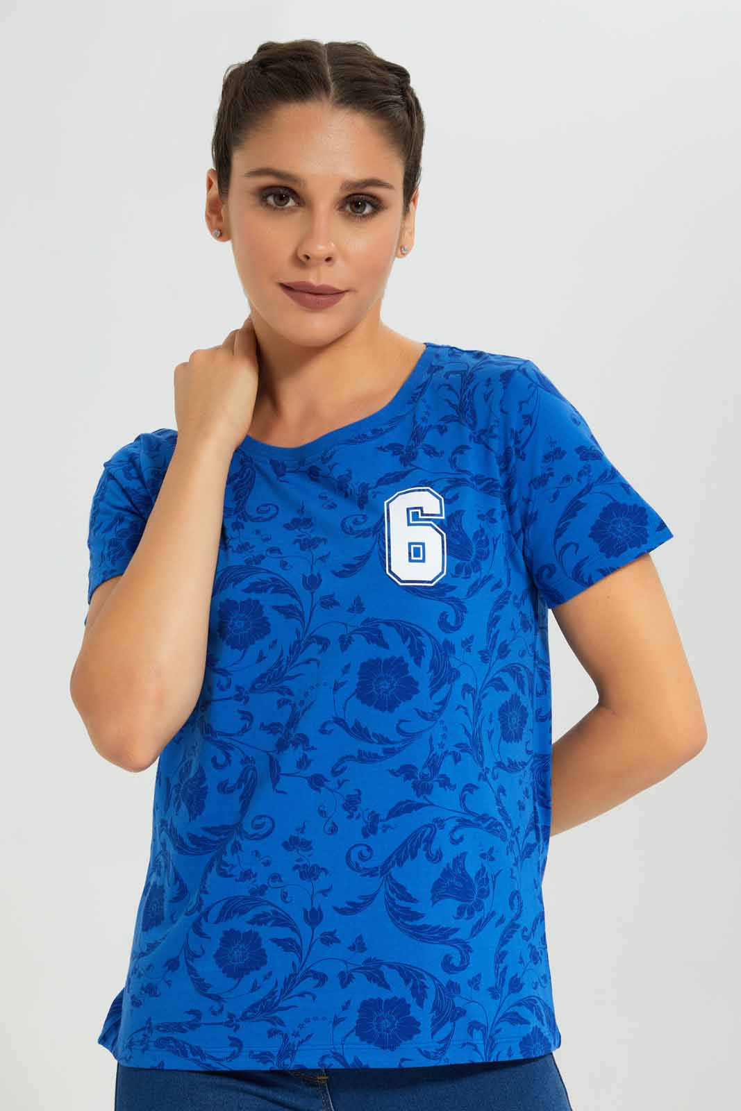 Redtag-Women-Blue-France-Placement-Print-Active-T-Shirt-Category:T-Shirts,-Colour:Blue,-Deals:New-In,-Filter:Women's-Clothing,-FWC,-New-In-Women-APL,-Non-Sale,-Section:Women,-W22B,-Women-T-Shirts-Women's-