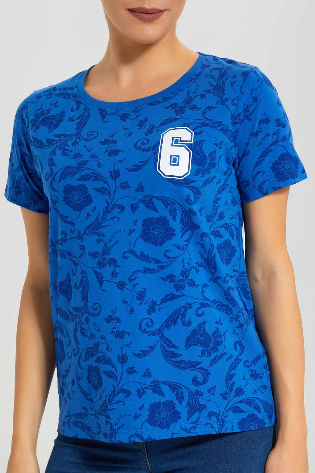 Redtag-Women-Blue-France-Placement-Print-Active-T-Shirt-Category:T-Shirts,-Colour:Blue,-Deals:New-In,-Filter:Women's-Clothing,-FWC,-New-In-Women-APL,-Non-Sale,-Section:Women,-W22B,-Women-T-Shirts-Women's-