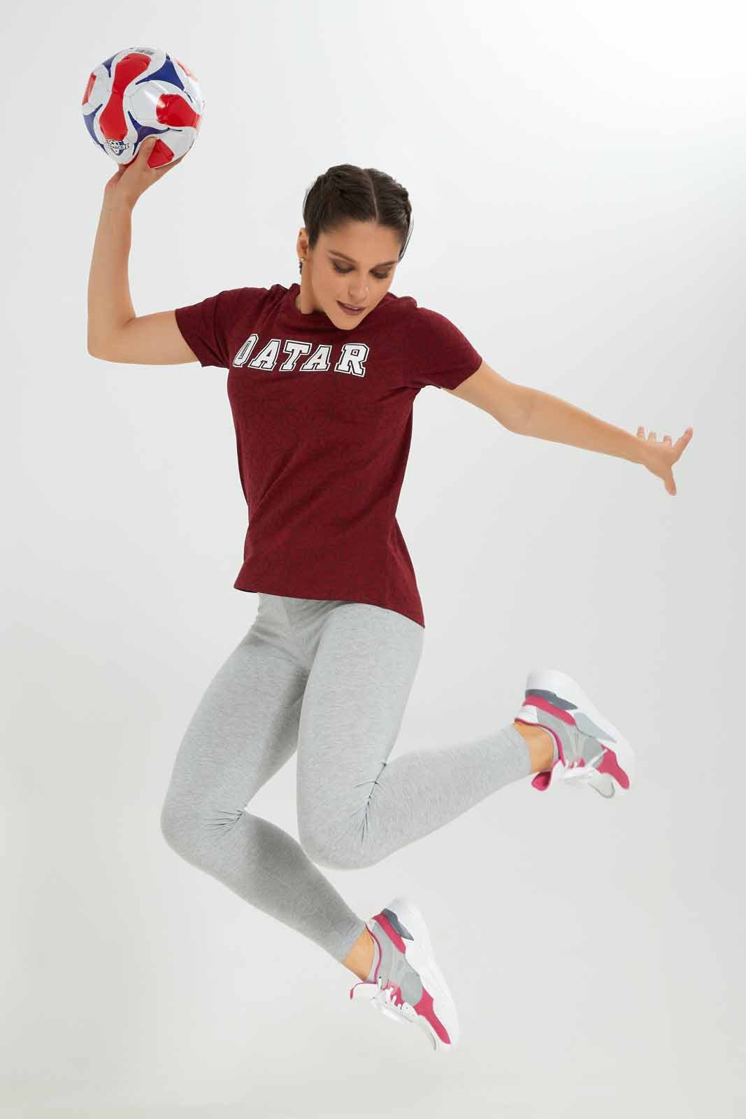 Redtag-Women-Burgandy-Qatar-Placement-Print-Active-T-Shirt-Category:T-Shirts,-Colour:Burgundy,-Deals:New-In,-Filter:Women's-Clothing,-FWC,-New-In-Women-APL,-Non-Sale,-Section:Women,-W22B,-Women-T-Shirts-Women's-