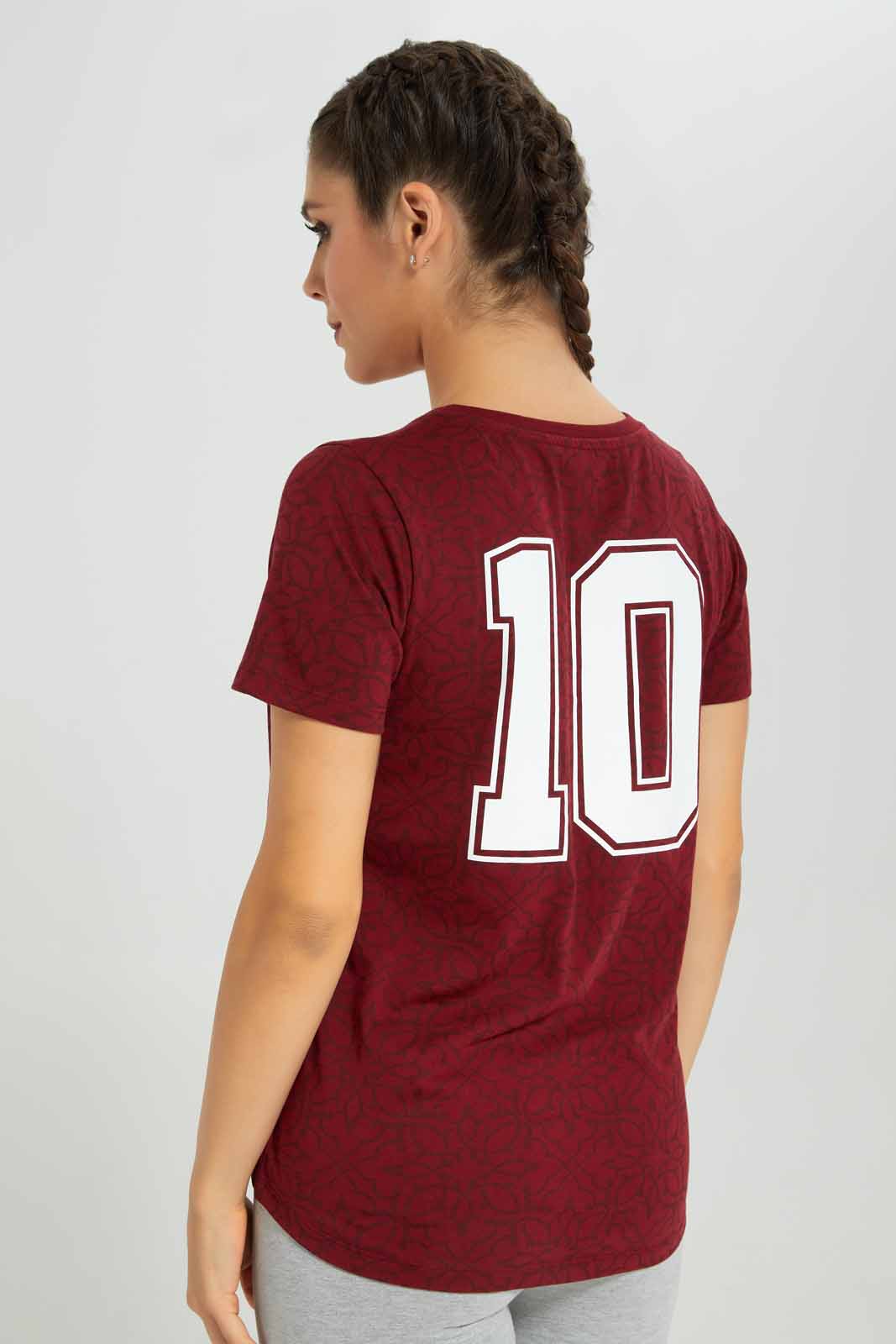 Redtag-Women-Burgandy-Qatar-Placement-Print-Active-T-Shirt-Category:T-Shirts,-Colour:Burgundy,-Deals:New-In,-Filter:Women's-Clothing,-FWC,-New-In-Women-APL,-Non-Sale,-Section:Women,-W22B,-Women-T-Shirts-Women's-