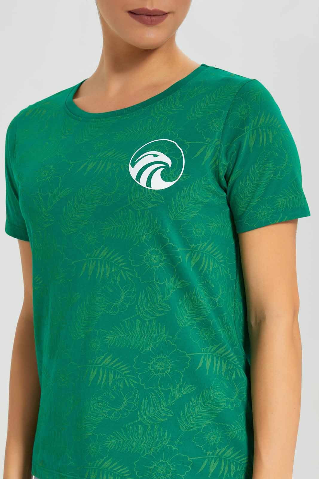 Redtag-Women-Green-Ksa-Placement-Print-Active-T-Shirt-Category:T-Shirts,-Colour:Green,-Deals:New-In,-Filter:Women's-Clothing,-FWC,-New-In-Women-APL,-Non-Sale,-Section:Women,-W22B,-Women-T-Shirts-Women's-