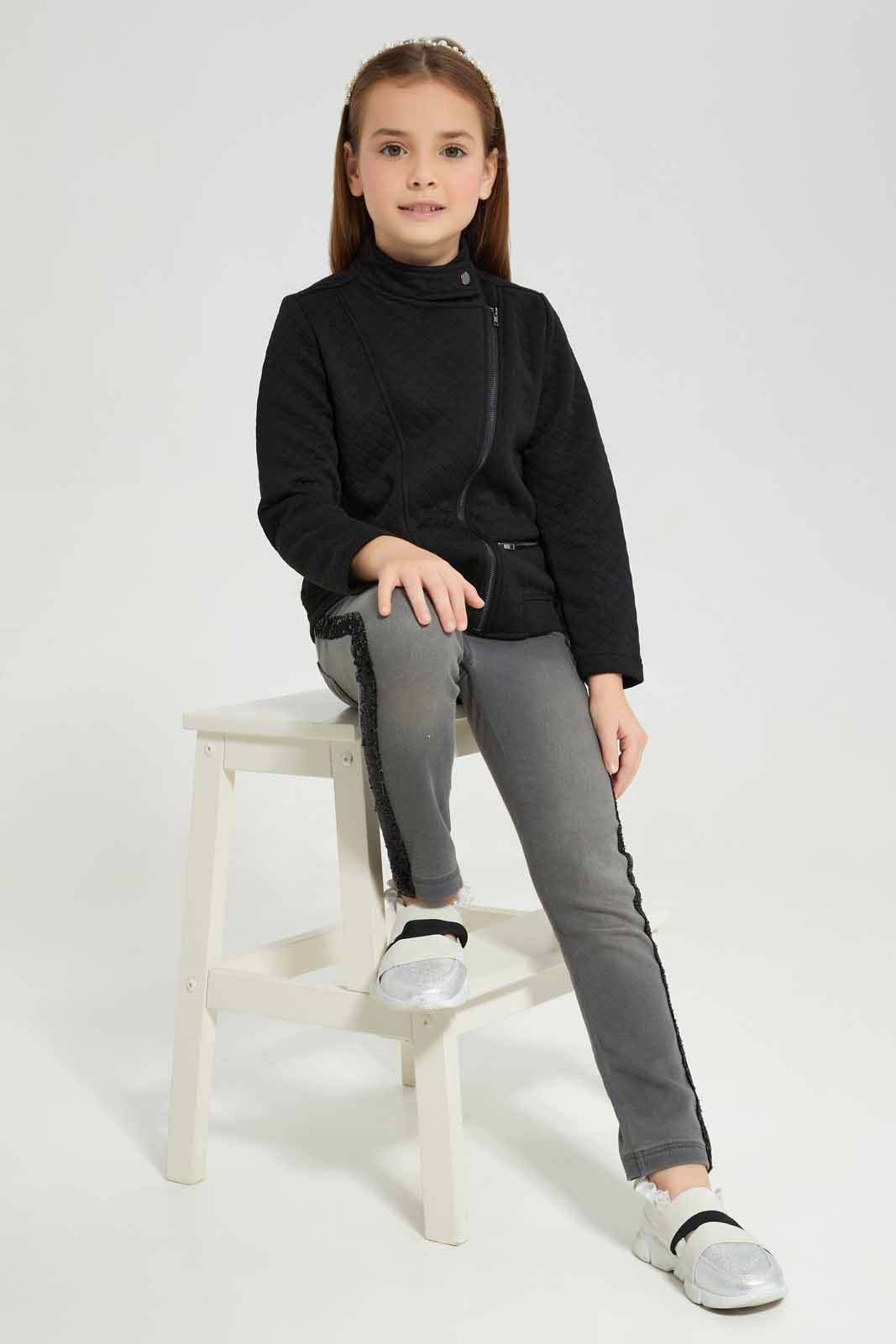 Redtag-Girls-Black-Wash-Denim-Jegging-With-Sequiens-Tape-Category:Jeggings,-Colour:Black,-Deals:New-In,-Denim,-Filter:Girls-(2-to-8-Yrs),-GIR-Jeggings,-New-In-GIR-APL,-Non-Sale,-Section:Girls-(0-to-14Yrs),-W22B-Girls-2 to 8 Years