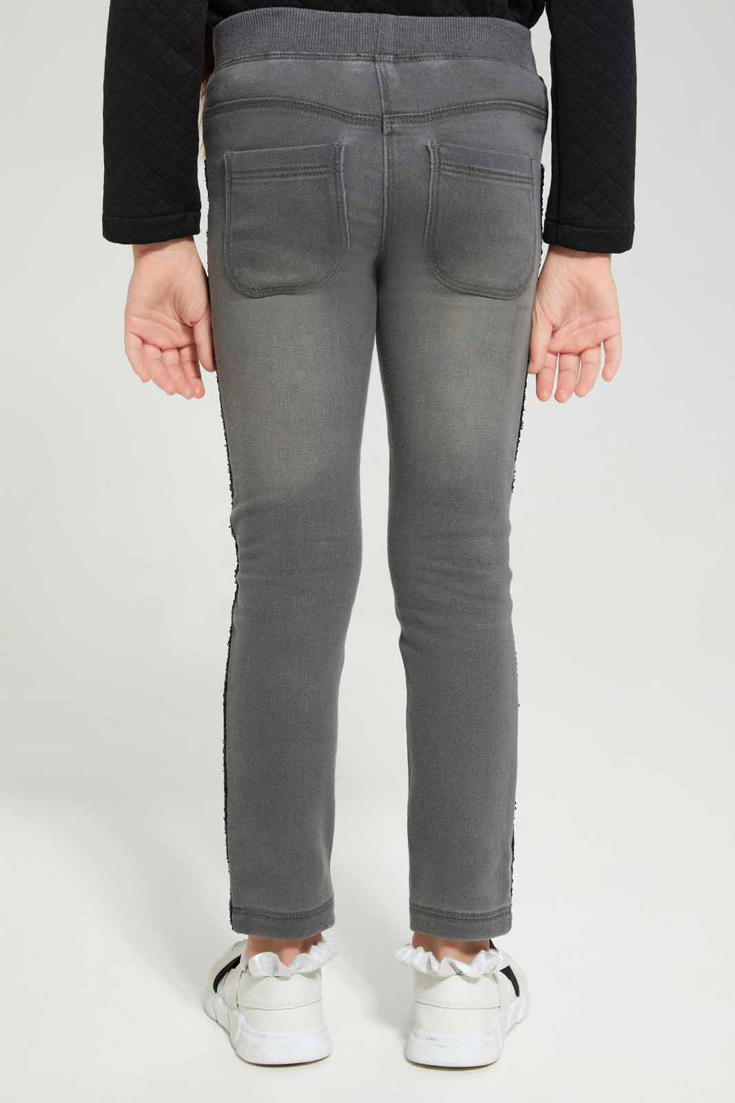 Redtag-Girls-Black-Wash-Denim-Jegging-With-Sequiens-Tape-Category:Jeggings,-Colour:Black,-Deals:New-In,-Denim,-Filter:Girls-(2-to-8-Yrs),-GIR-Jeggings,-New-In-GIR-APL,-Non-Sale,-Section:Girls-(0-to-14Yrs),-W22B-Girls-2 to 8 Years
