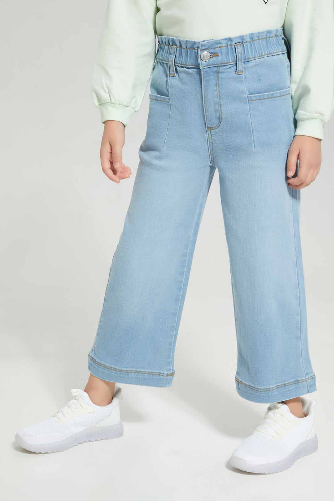Redtag-Girls-Light-Wash-Wide-Leg-Jeans-Category:Jeans,-Colour:Light-Wash,-Deals:New-In,-Filter:Girls-(2-to-8-Yrs),-GIR-Jeans,-New-In-GIR-APL,-Non-Sale,-Section:Girls-(0-to-14Yrs),-W22B-Girls-2 to 8 Years