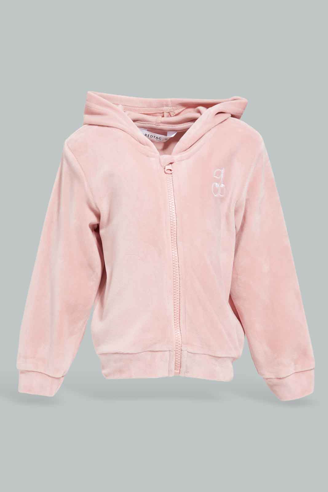 Redtag-Girls-Pink-Velvet-Solid-Jogset-Category:Jog-Sets,-Colour:Apricot,-Deals:New-In,-Filter:Infant-Girls-(3-to-24-Mths),-ING-Jog-Sets,-New-In-ING-APL,-Non-Sale,-Section:Girls-(0-to-14Yrs),-W22B-Infant-Girls-3 to 24 Months
