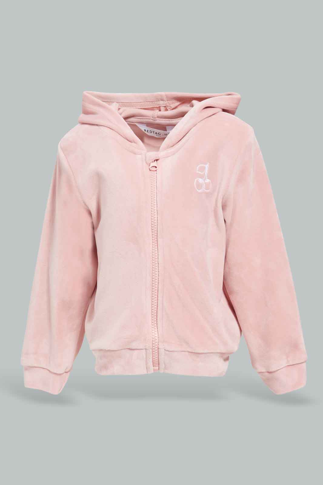 Redtag-Girls-Pink-Velvet-Solid-Jogset-Category:Jog-Sets,-Colour:Apricot,-Deals:New-In,-Filter:Infant-Girls-(3-to-24-Mths),-ING-Jog-Sets,-New-In-ING-APL,-Non-Sale,-Section:Girls-(0-to-14Yrs),-W22B-Infant-Girls-3 to 24 Months