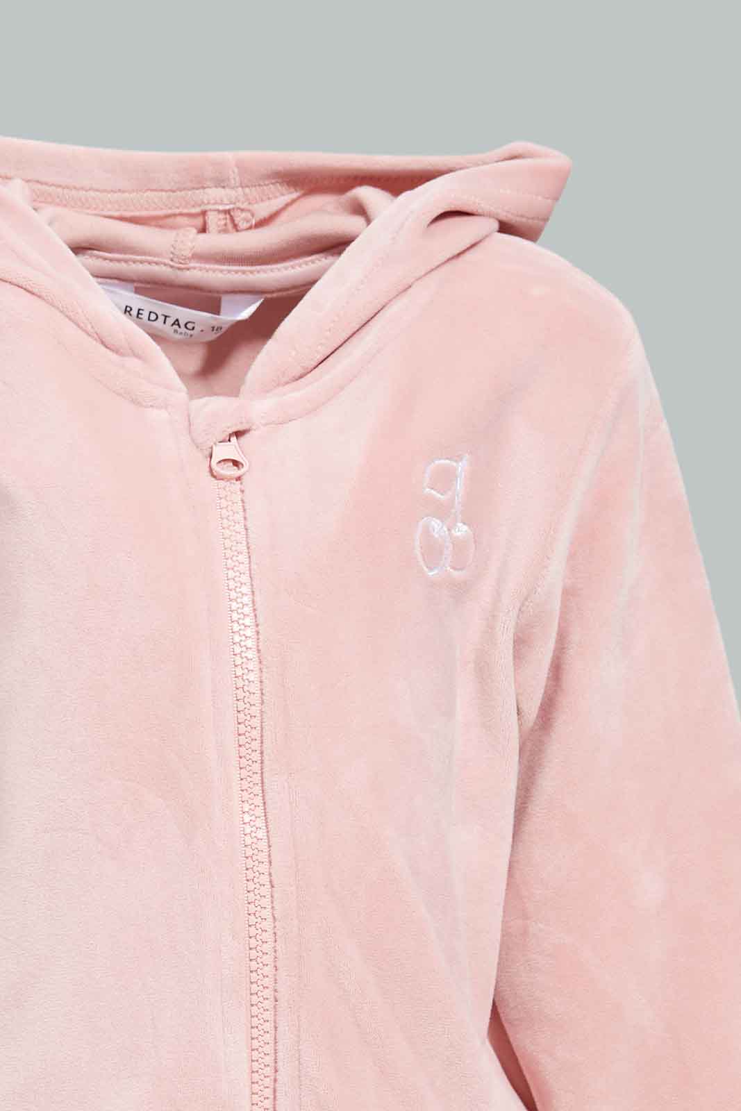 Redtag-Girls-Pink-Velvet-Solid-Jogset-Category:Jog-Sets,-Colour:Apricot,-Deals:New-In,-Filter:Infant-Girls-(3-to-24-Mths),-ING-Jog-Sets,-New-In-ING-APL,-Non-Sale,-Section:Girls-(0-to-14Yrs),-W22B-Infant-Girls-3 to 24 Months