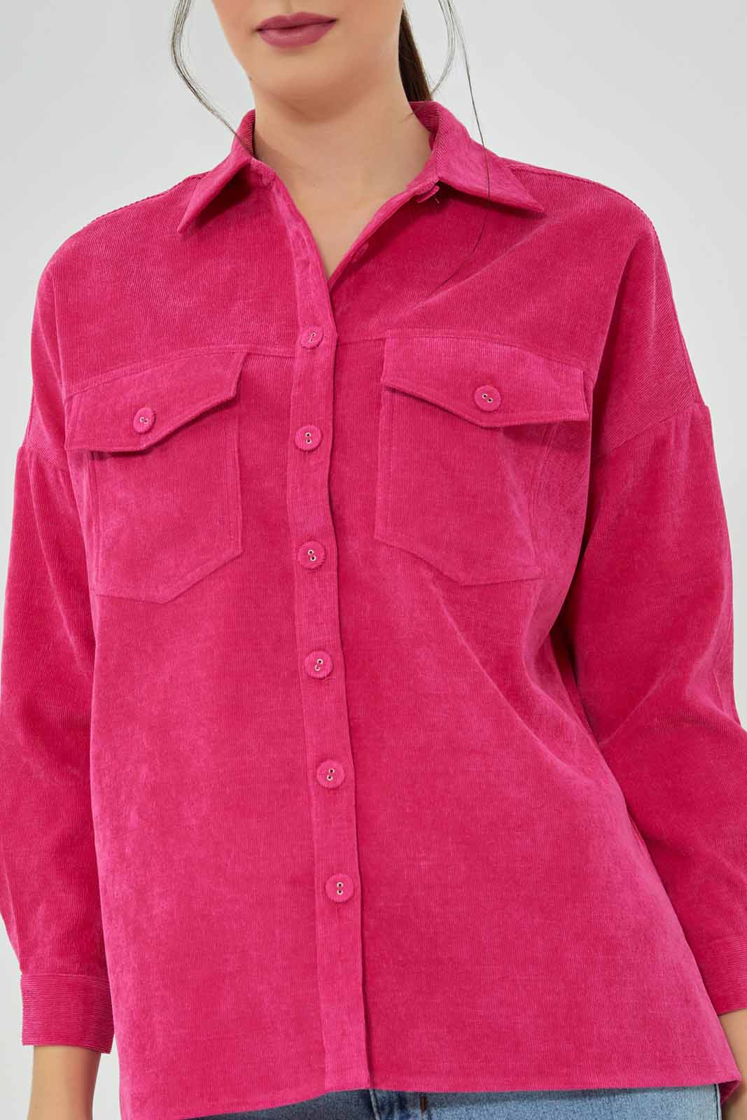 Redtag-Women-Fuchsia-Cord-Shirt-(blank),-Category:Blouses,-Colour:Fuchsia,-Deals:New-In,-Filter:Women's-Clothing,-New-In-Women-APL,-Non-Sale,-Section:Women,-W22A,-Women-Blouses-Women's-