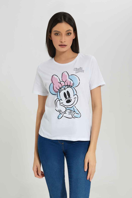 Redtag-Women-White-Minnie-Printed-T-Shirt-Category:T-Shirts,-CHA,-Colour:White,-Deals:New-In,-Dept:Ladieswear,-Filter:Women's-Clothing,-New-In-Women-APL,-Non-Sale,-Section:Women,-TBL,-W22A,-Women-T-Shirts-Women's-