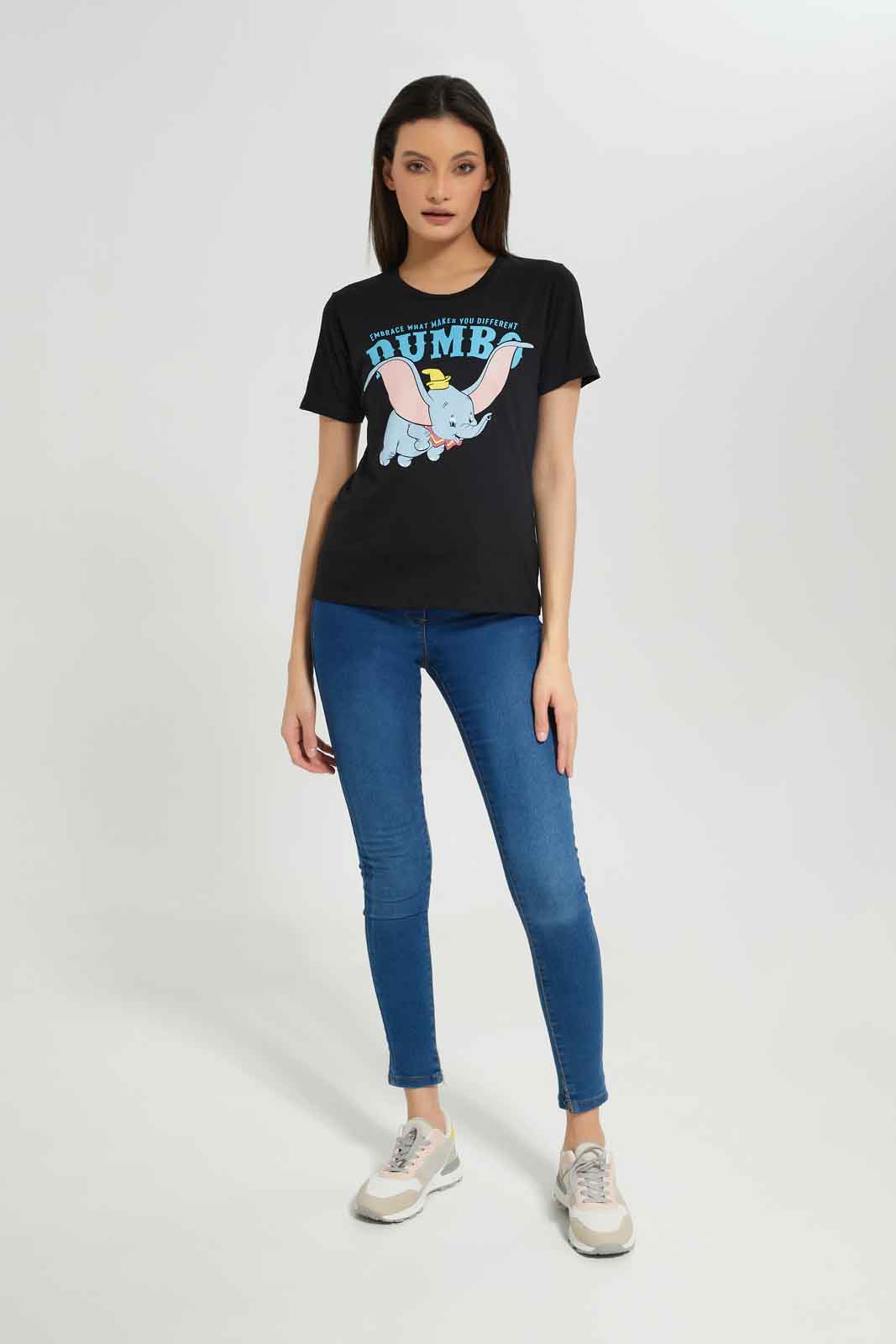 Redtag-Women-Black-Dumbo-Printed-T-Shirt-Category:T-Shirts,-Colour:Black,-Deals:New-In,-Dept:Ladieswear,-Filter:Women's-Clothing,-New-In-Women-APL,-Non-Sale,-Section:Women,-TBL,-W22A,-Women-T-Shirts-Women's-