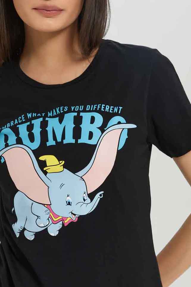 Redtag-Women-Black-Dumbo-Printed-T-Shirt-Category:T-Shirts,-Colour:Black,-Deals:New-In,-Dept:Ladieswear,-Filter:Women's-Clothing,-New-In-Women-APL,-Non-Sale,-Section:Women,-TBL,-W22A,-Women-T-Shirts-Women's-