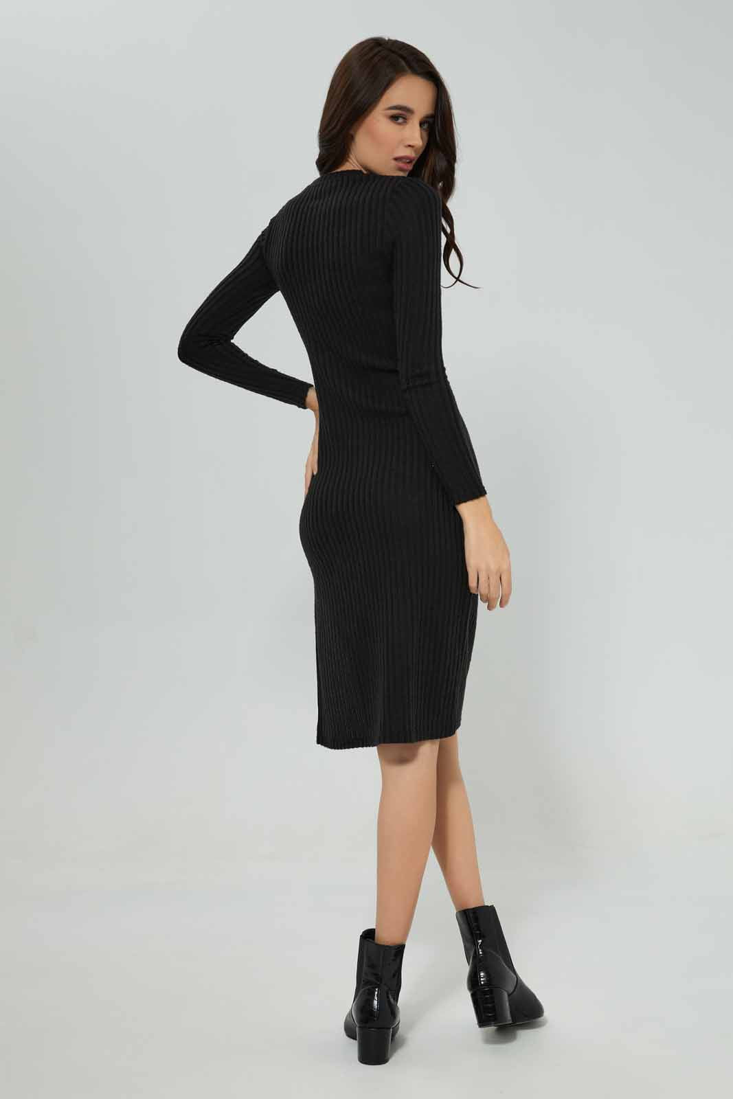 Redtag-Women-Black-Ribbed-Dress-Category:Dresses,-Colour:Black,-Deals:New-In,-Filter:Women's-Clothing,-New-In-Women-APL,-Non-Sale,-Section:Women,-W22B,-Women-Dresses-Women's-