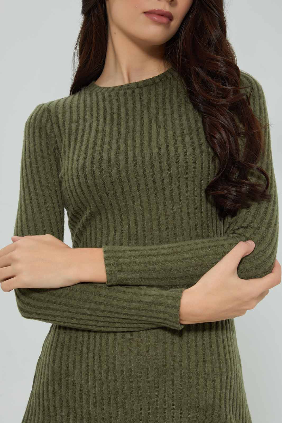 Redtag-Women-Green-Ribbed-Dress-Category:Dresses,-Colour:Green,-Deals:New-In,-Filter:Women's-Clothing,-New-In-Women-APL,-Non-Sale,-Section:Women,-W22B,-Women-Dresses-Women's-