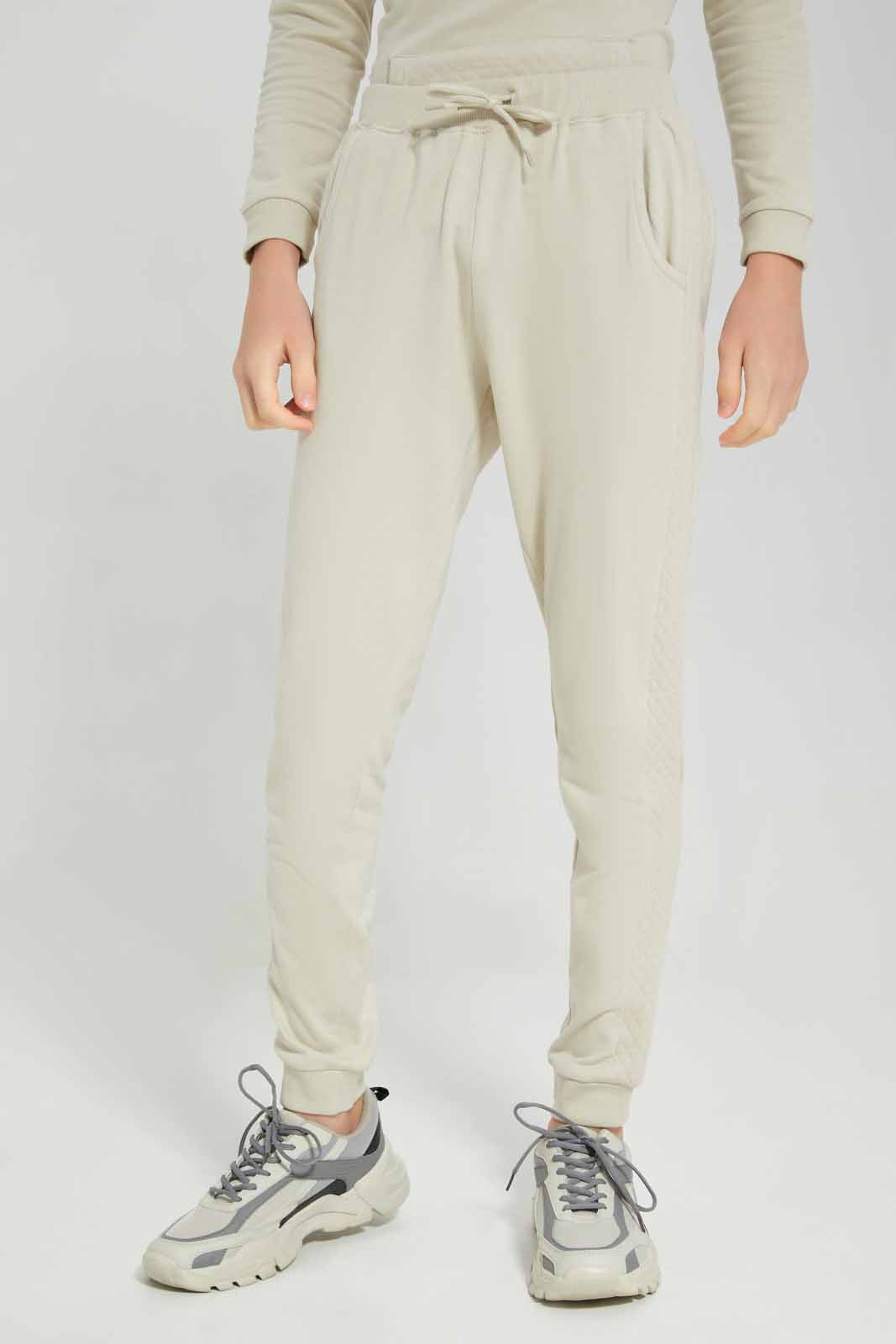 Redtag-Boys-Ecru-Quilted-Jogging-Suit-BSR-Jog-Sets,-Category:Jog-Sets,-Colour:Ecru,-Deals:New-In,-Filter:Senior-Boys-(8-to-14-Yrs),-New-In-BSR-APL,-Non-Sale,-Section:Boys-(0-to-14Yrs),-W22B-Senior-Boys-9 to 14 Years