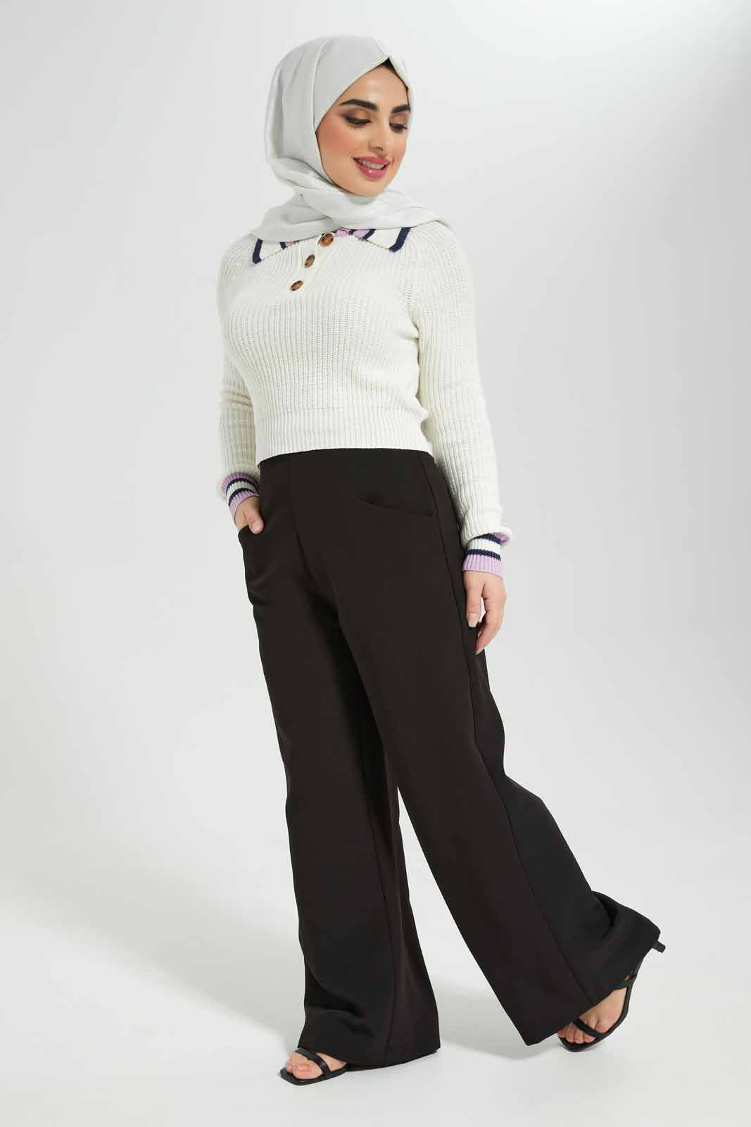 Redtag-Women-White-Buttoned-Up-Long-Sleeve-Pullover-Category:Pullovers,-Colour:White,-Deals:New-In,-Filter:Women's-Clothing,-LMC,-Modest,-New-In-Women-APL,-Non-Sale,-Section:Women,-W22B,-Women-Pullovers--