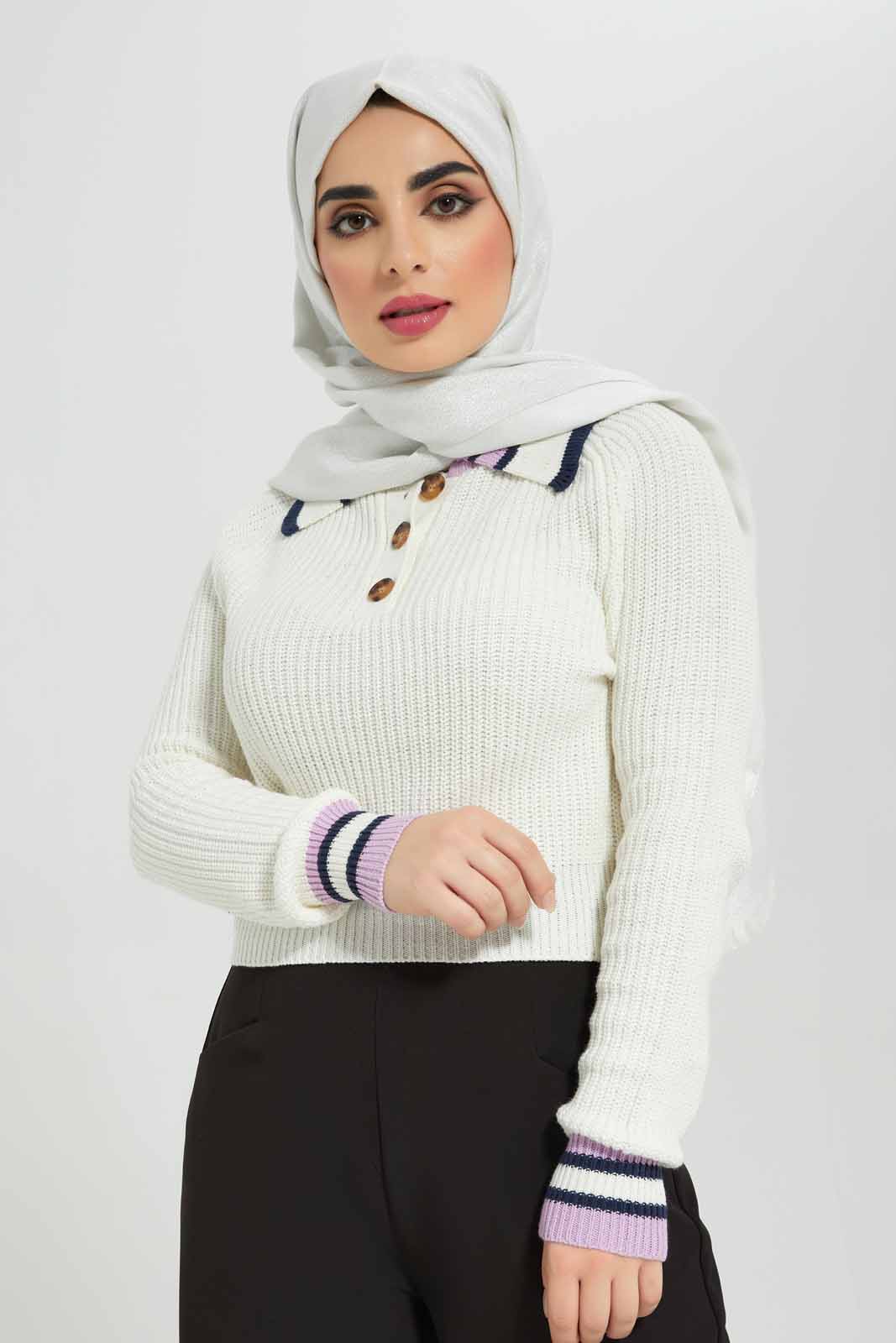Redtag-Women-White-Buttoned-Up-Long-Sleeve-Pullover-Category:Pullovers,-Colour:White,-Deals:New-In,-Filter:Women's-Clothing,-LMC,-Modest,-New-In-Women-APL,-Non-Sale,-Section:Women,-W22B,-Women-Pullovers--