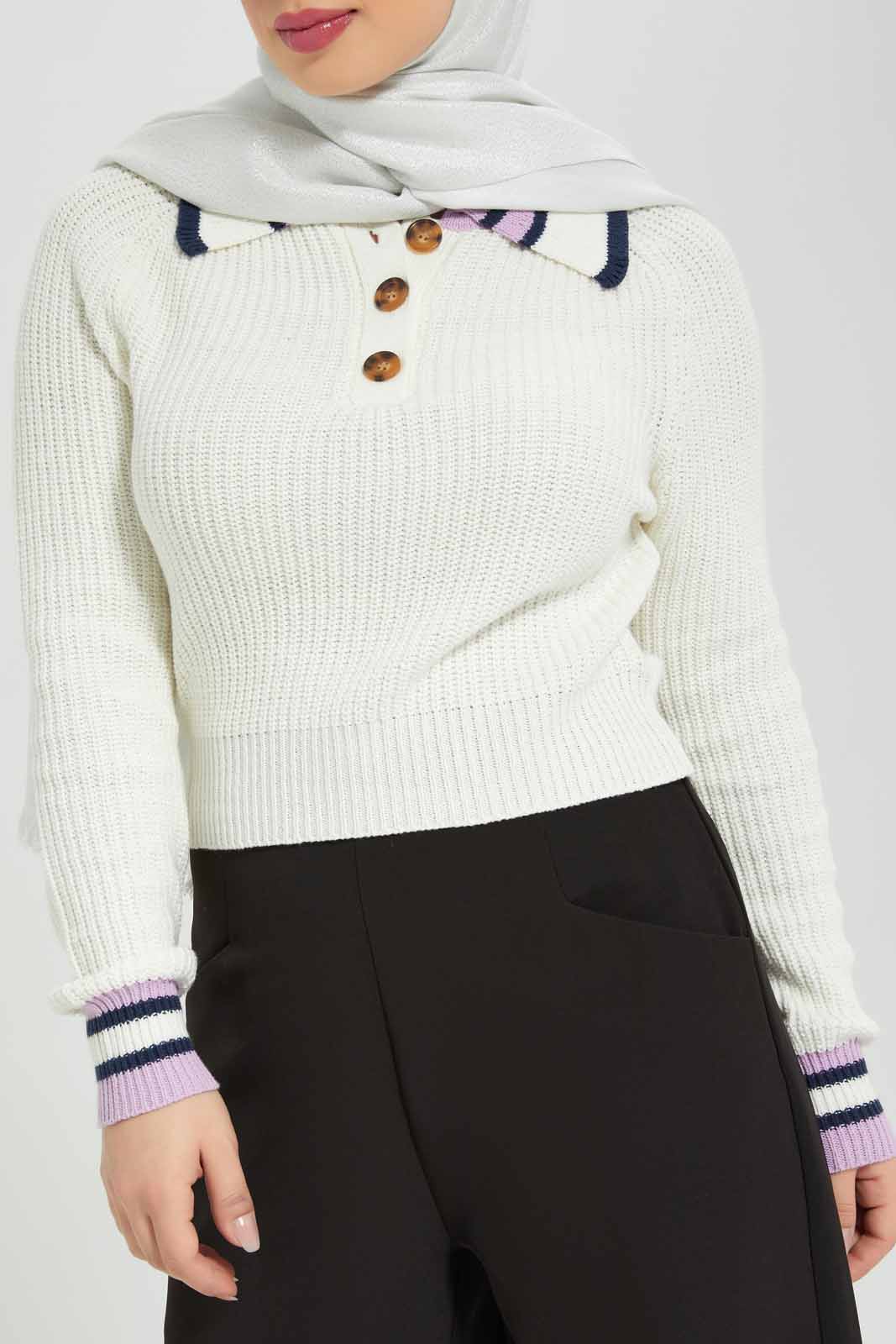 Redtag-Women-White-Buttoned-Up-Long-Sleeve-Pullover-Category:Pullovers,-Colour:White,-Deals:New-In,-Filter:Women's-Clothing,-LMC,-Modest,-New-In-Women-APL,-Non-Sale,-Section:Women,-W22B,-Women-Pullovers--