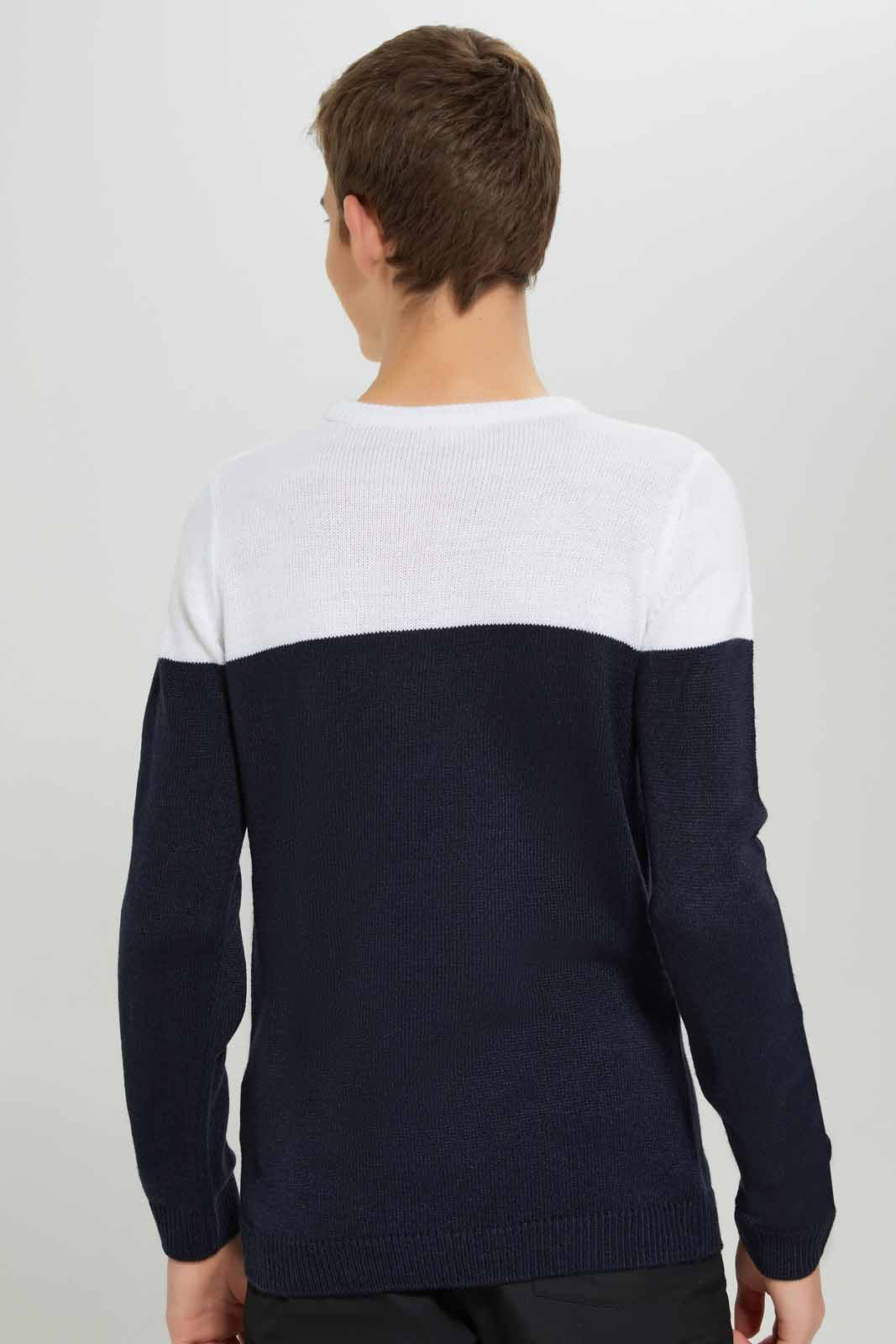 Redtag-Boys-Navy/White-Plain-Pullover-(blank),-BSR-Pullovers,-Category:Pullovers,-Colour:White,-Deals:New-In,-Dept:Boys,-Filter:Senior-Boys-(8-to-14-Yrs),-New-In-BSR-APL,-Non-Sale,-Section:Boys-(0-to-14Yrs),-W22B-Senior-Boys-9 to 14 Years