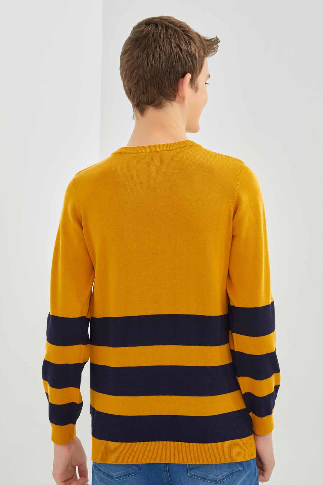 Redtag-Boys-Mustard-With-Navy-Stripe-Pullover-(blank),-BSR-Pullovers,-Category:Pullovers,-Colour:Mustard,-Deals:New-In,-Dept:Boys,-Filter:Senior-Boys-(8-to-14-Yrs),-New-In-BSR-APL,-Non-Sale,-Section:Boys-(0-to-14Yrs),-W22B-Senior-Boys-9 to 14 Years