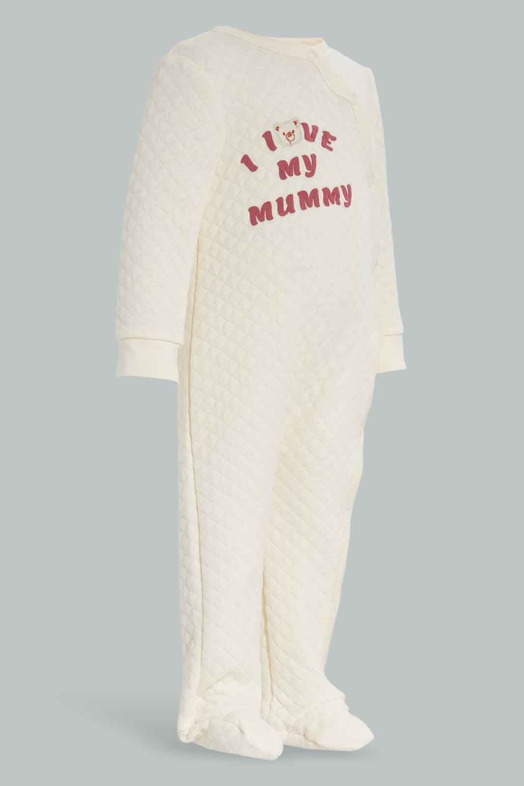 Redtag-Girls-Pale-Pink-Love-Mummy-2Pc-Sleep-Suit-Category:Rompers,-Colour:Assorted,-Deals:New-In,-Filter:Baby-(0-to-12-Mths),-NBG-Rompers,-New-In-NBG-APL,-Non-Sale,-Section:Boys-(0-to-14Yrs),-W22B-Baby-0 to 12 Months